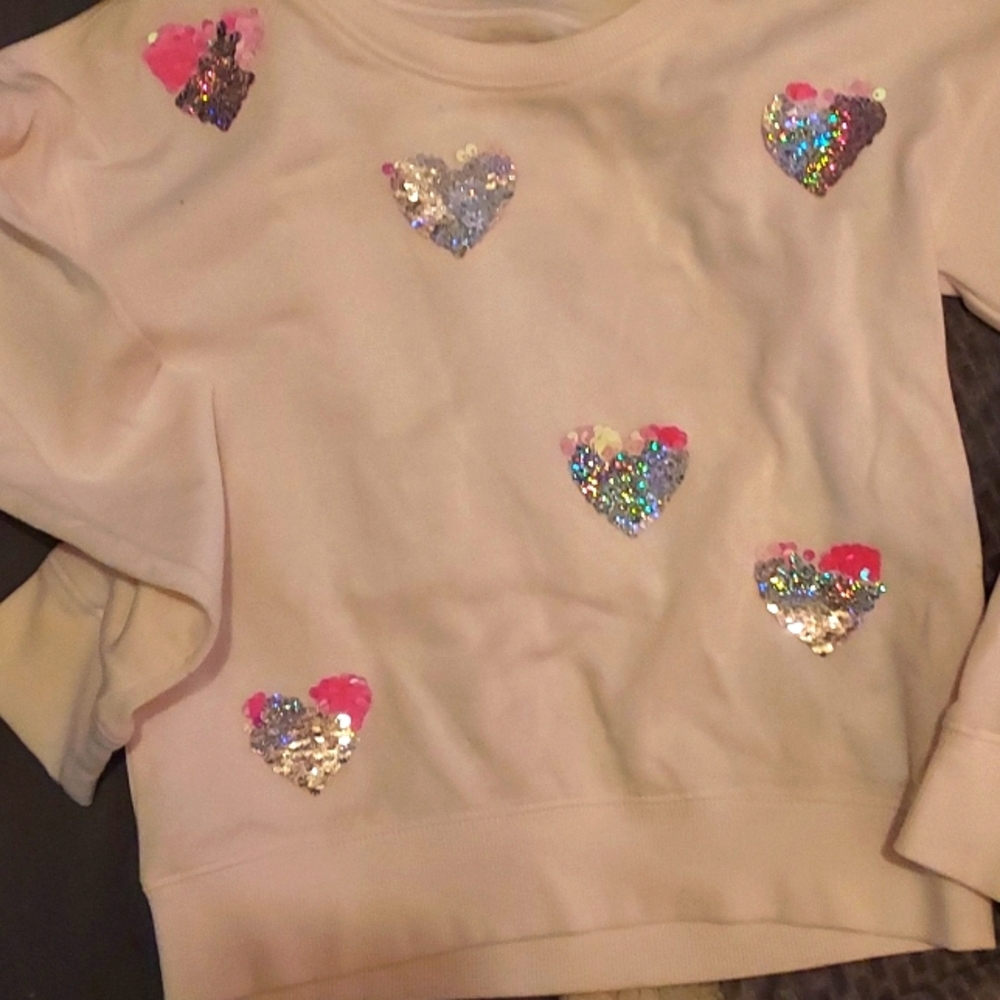 Scoop Neck Sparkle Heart Sweater